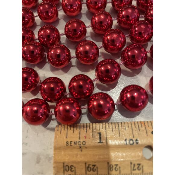 Vintage Lot 2 Heavy Large 1-2”Plastic Red Decorative Balls Garland 98” each - Picture 2 of 3